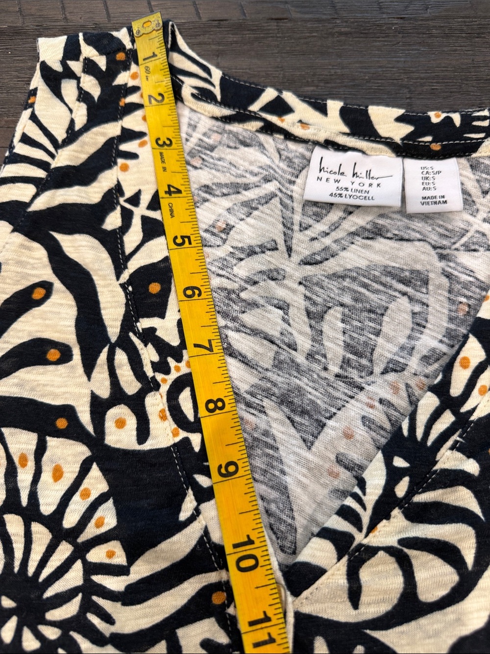 Nicole Miller New York Artsy Abstract Print Linen Button Front Sleeveless Top S - Picture 13 of 16